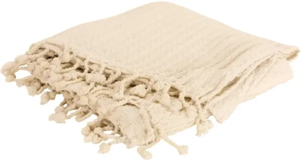Cable Knit Ivory Throw