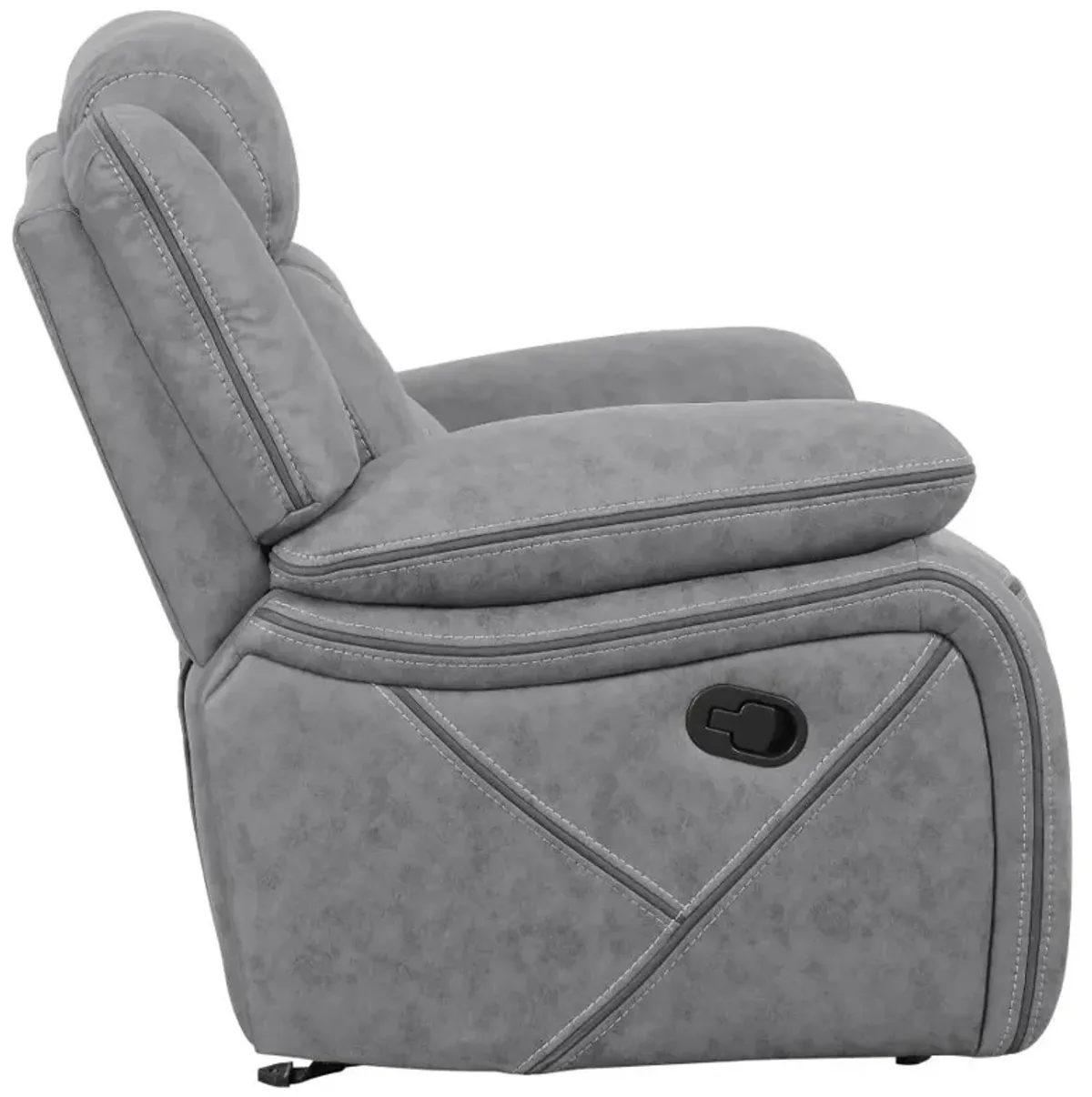 Higgins Overstuffed Upholstered Glider Recliner Grey