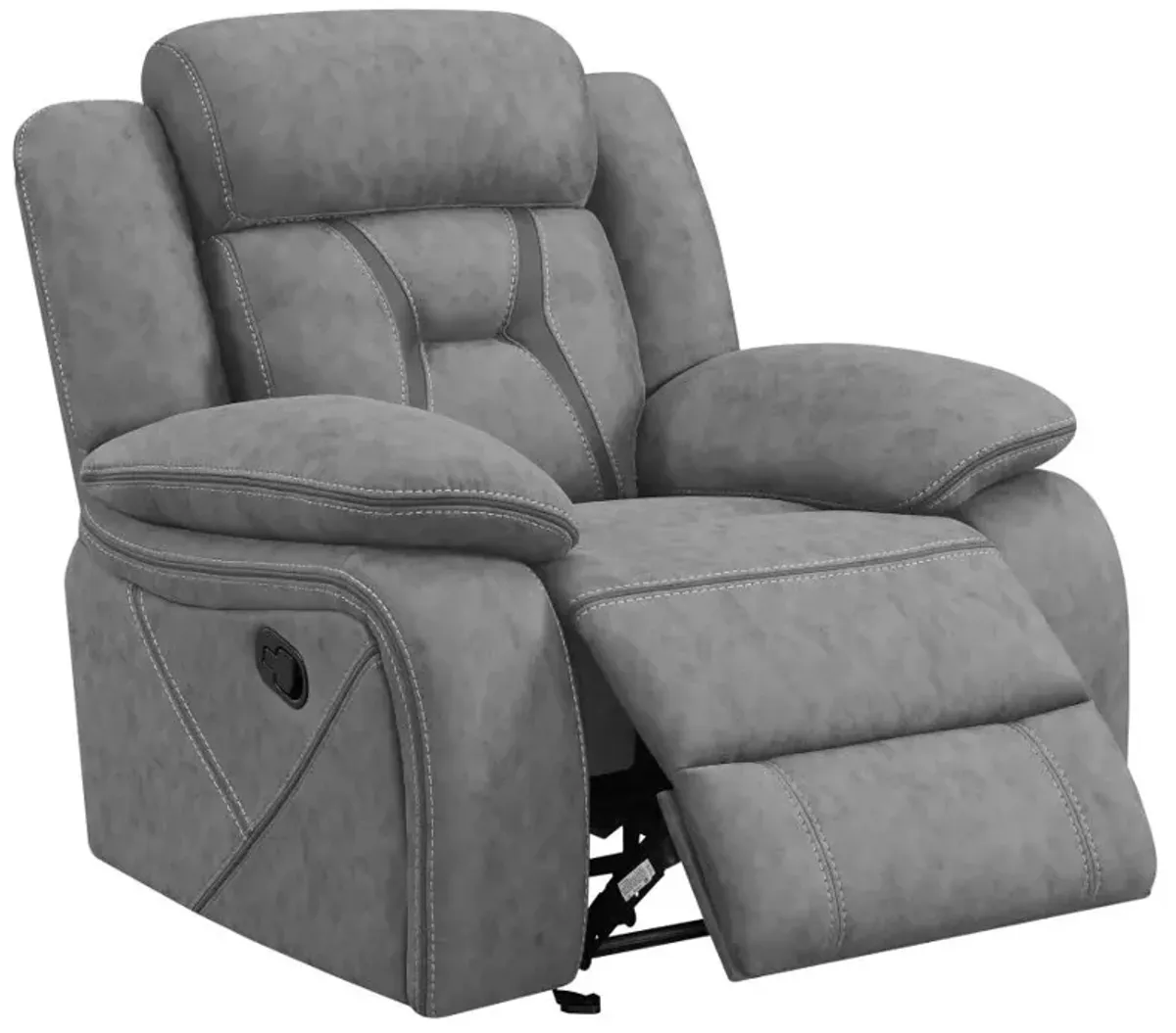 Higgins Overstuffed Upholstered Glider Recliner Grey