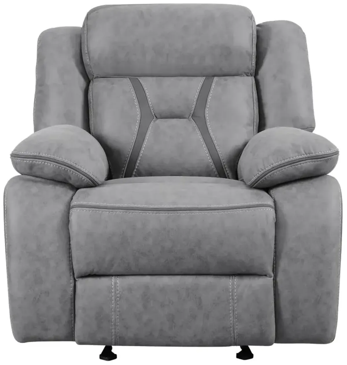 Higgins Overstuffed Upholstered Glider Recliner Grey