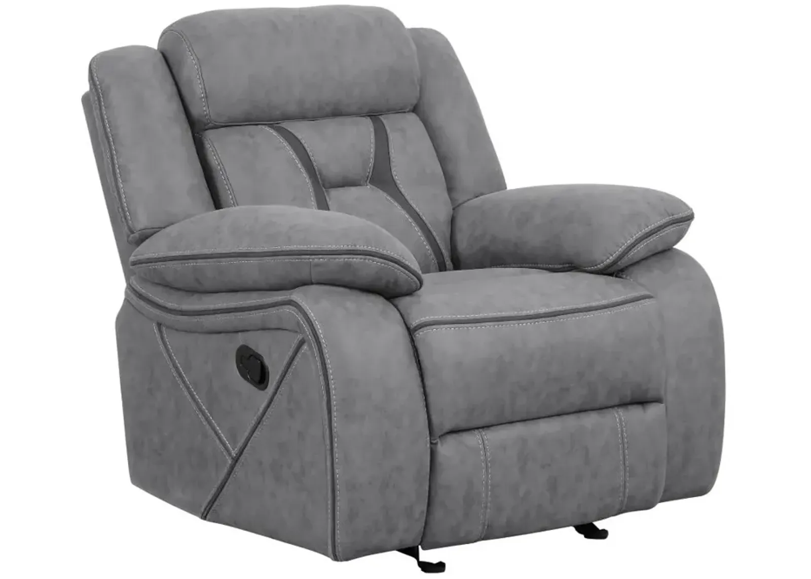 Higgins Overstuffed Upholstered Glider Recliner Grey