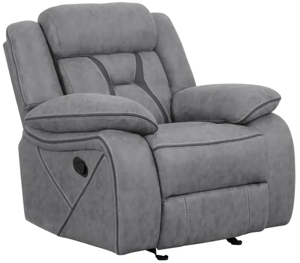 Higgins Overstuffed Upholstered Glider Recliner Grey