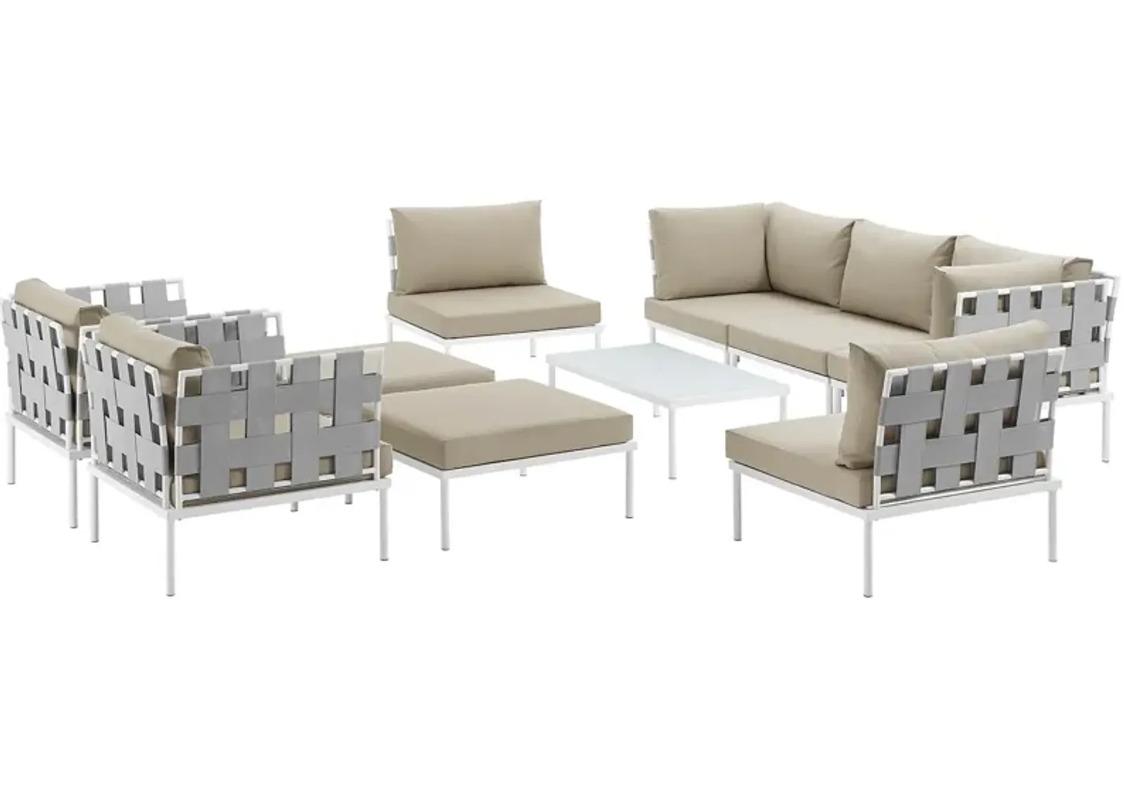 Harmony 10 Piece Outdoor Patio Aluminum Sectional Sofa Set