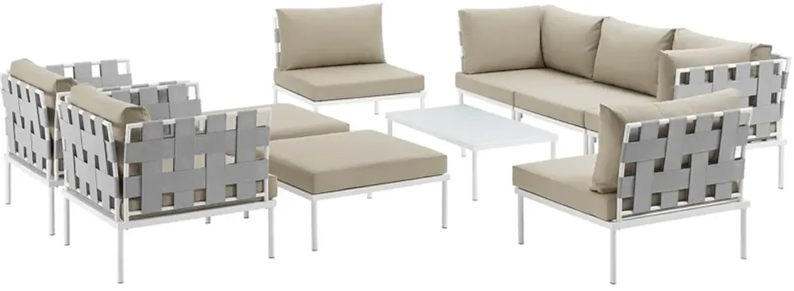 Harmony 10 Piece Outdoor Patio Aluminum Sectional Sofa Set