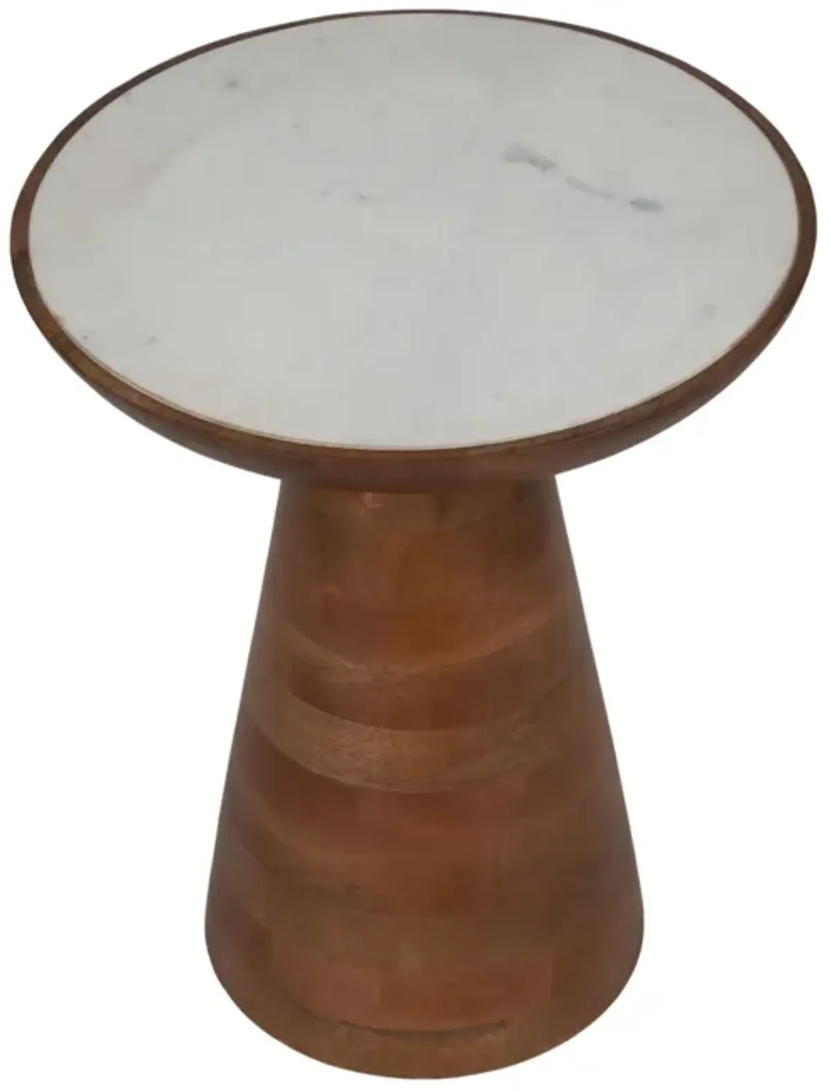 20" Wood Accent Table Marble Top, Natural/white