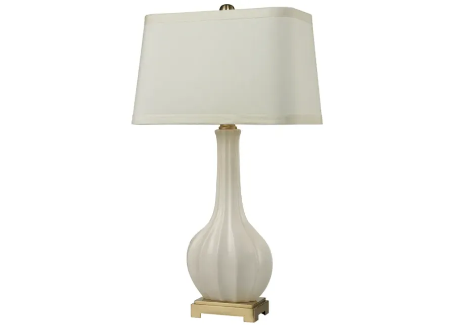 Fluted Ceramic 34" High 1-Light Table Lamp - White