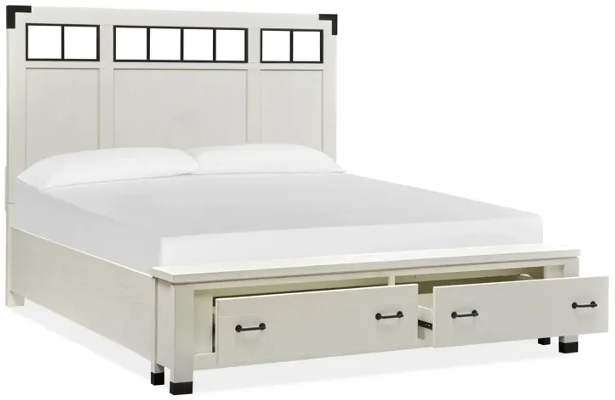 Harper Springs Complete King Panel Storage Bed w/Metal/Wood Headboard