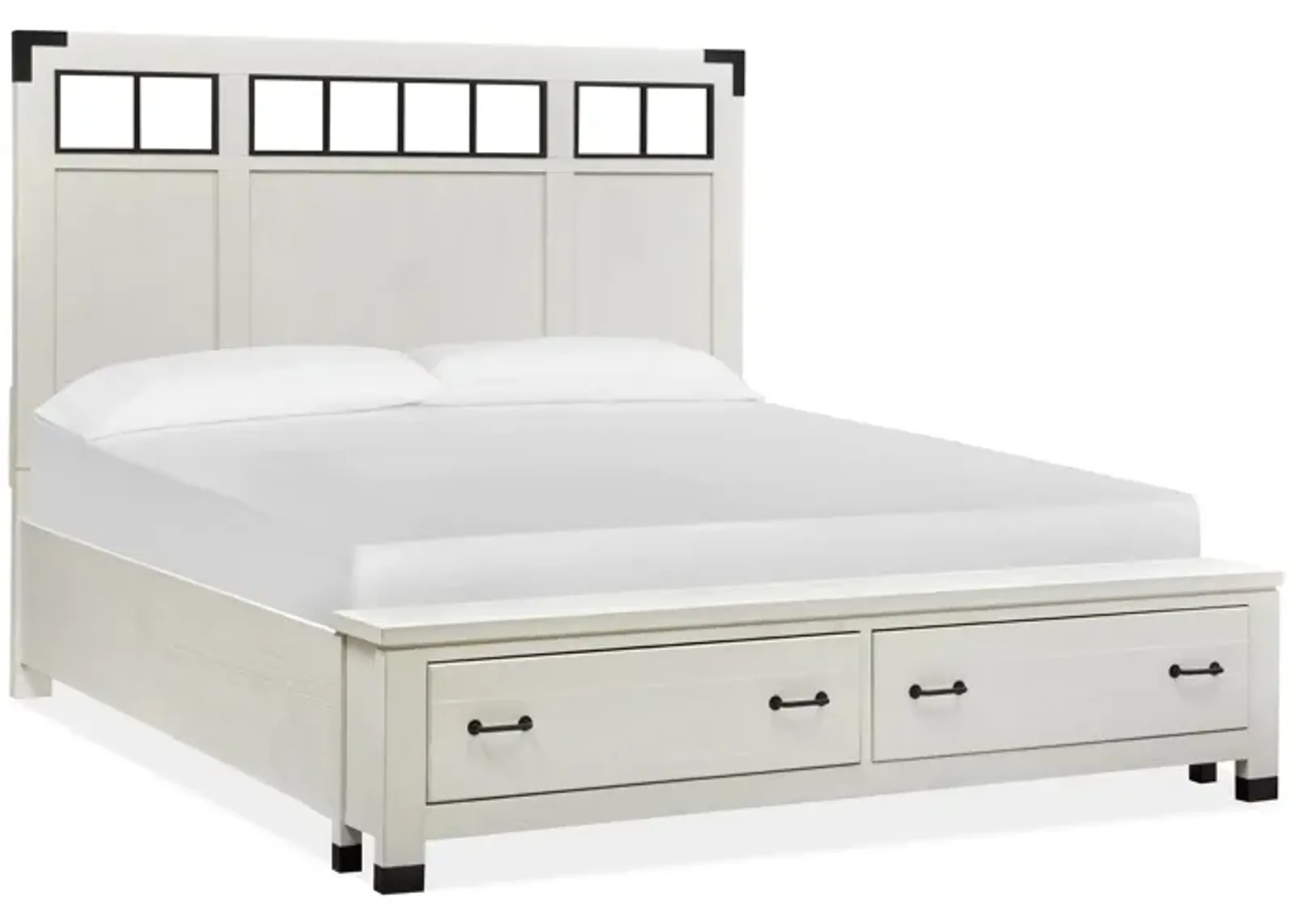 Harper Springs Complete King Panel Storage Bed w/Metal/Wood Headboard