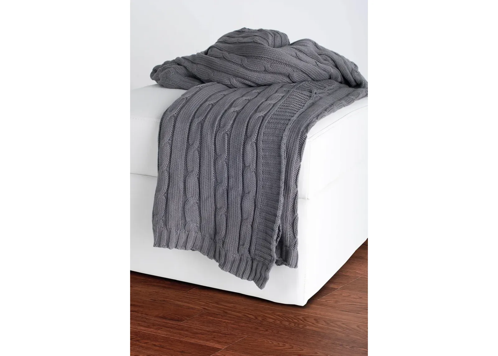 Cable Knit Gray Throw