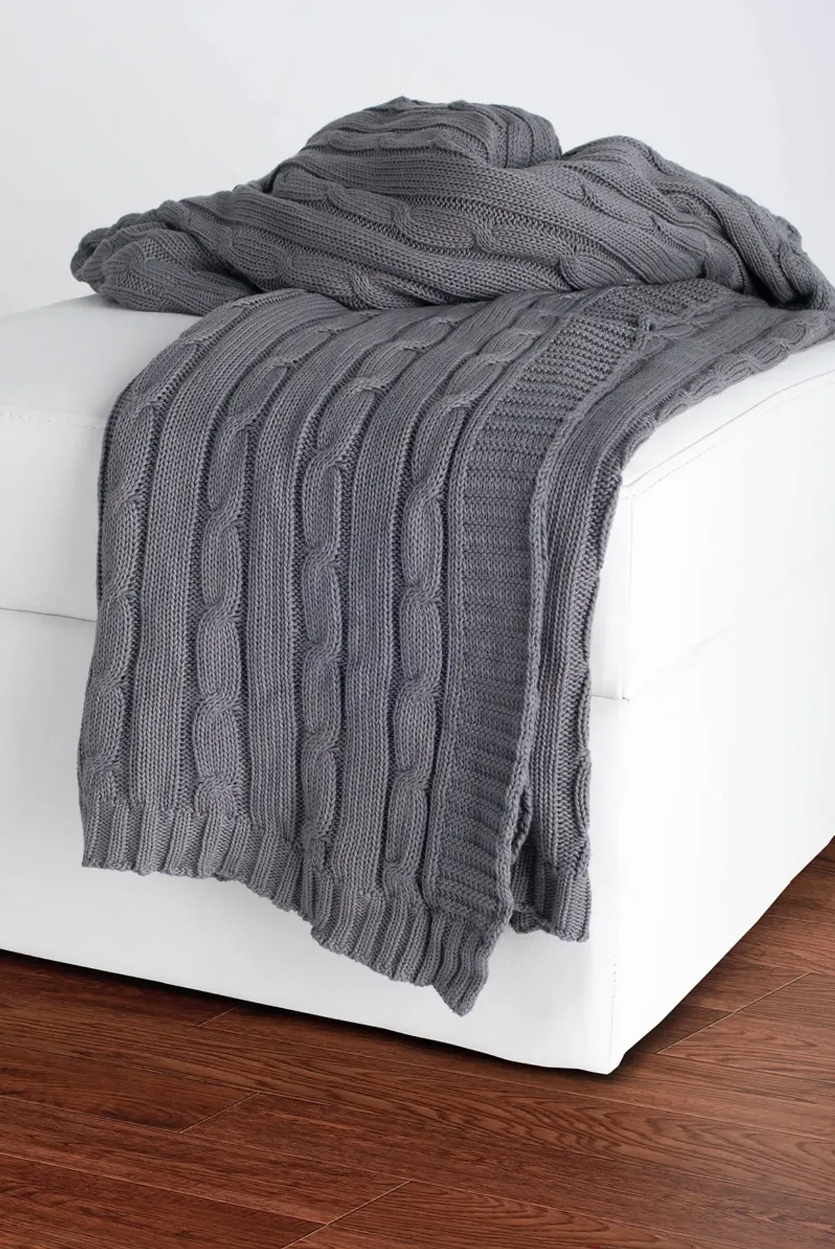 Cable Knit Gray Throw