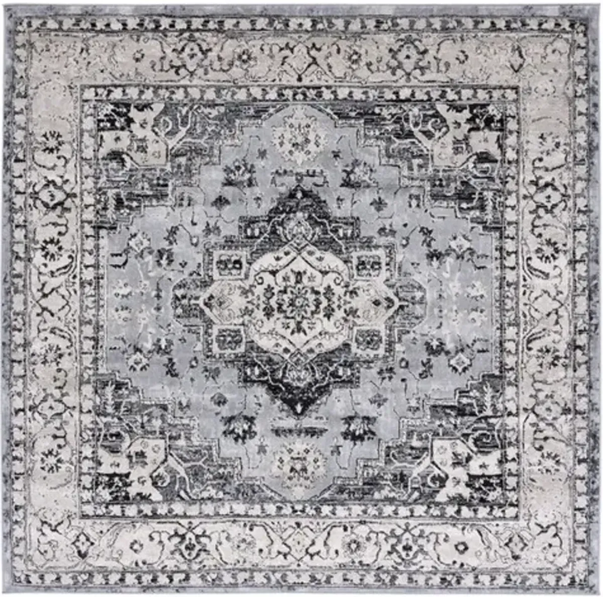 Brentwood 851 Grey / Black 6'-7" X 6'-7" Square Square Powerloomed Rug