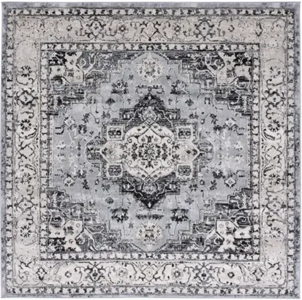 Brentwood 851 Grey / Black 6'-7" X 6'-7" Square Square Powerloomed Rug