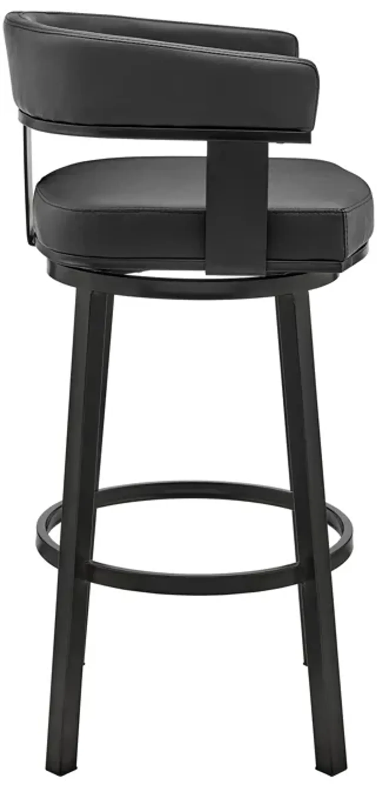 Cohen 26" Counter Height Swivel Bar Stool in Black Finish and Black Faux Leather