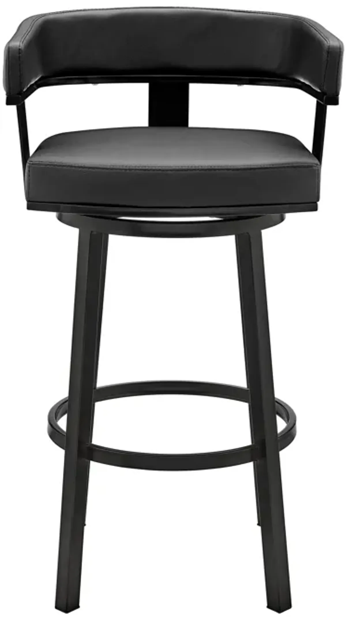 Cohen 26" Counter Height Swivel Bar Stool in Black Finish and Black Faux Leather