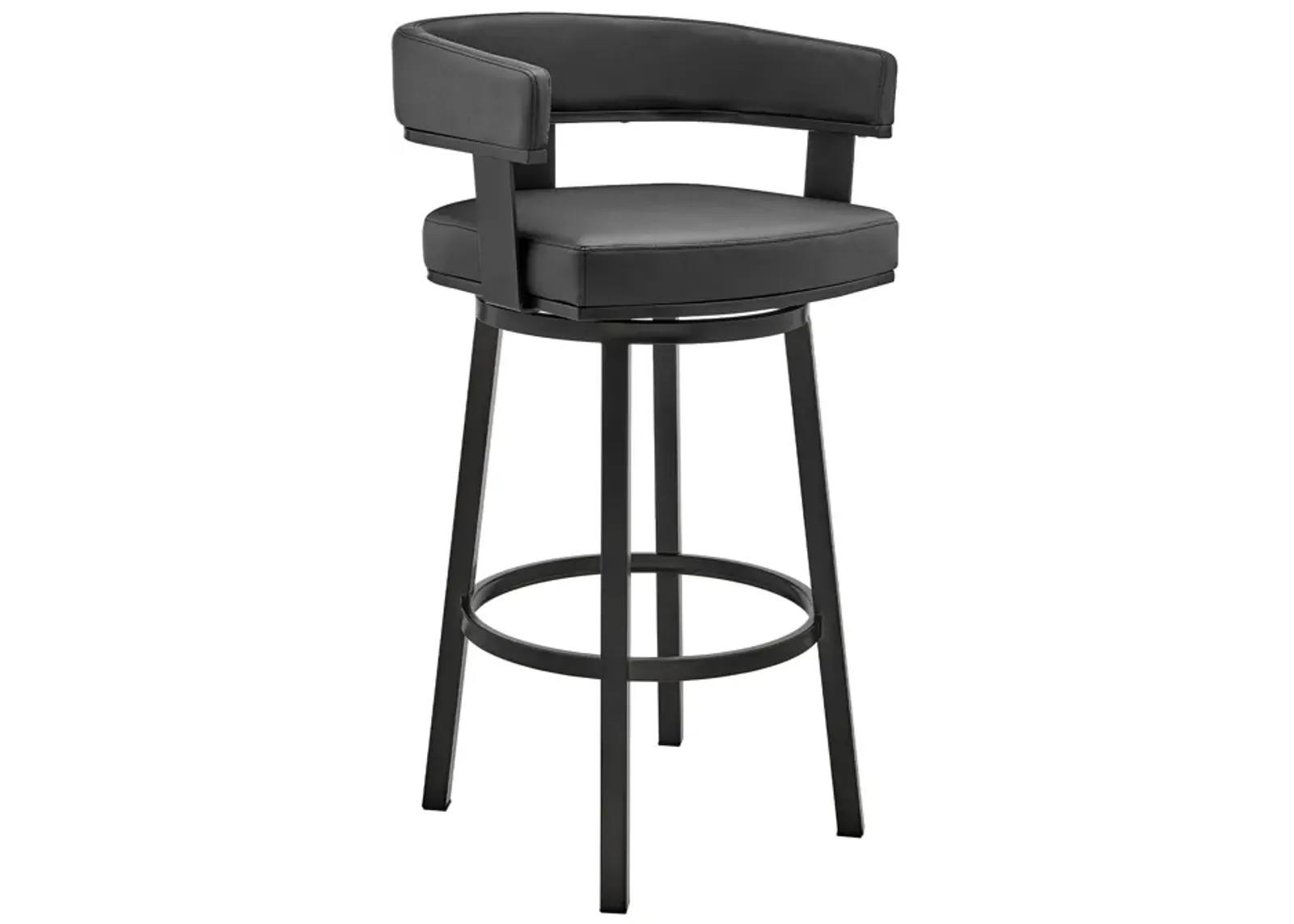 Cohen 26" Counter Height Swivel Bar Stool in Black Finish and Black Faux Leather