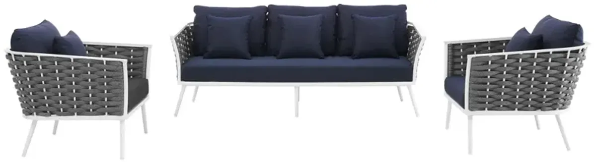 Stance 3 Piece Outdoor Patio Aluminum Sectional Sofa Set