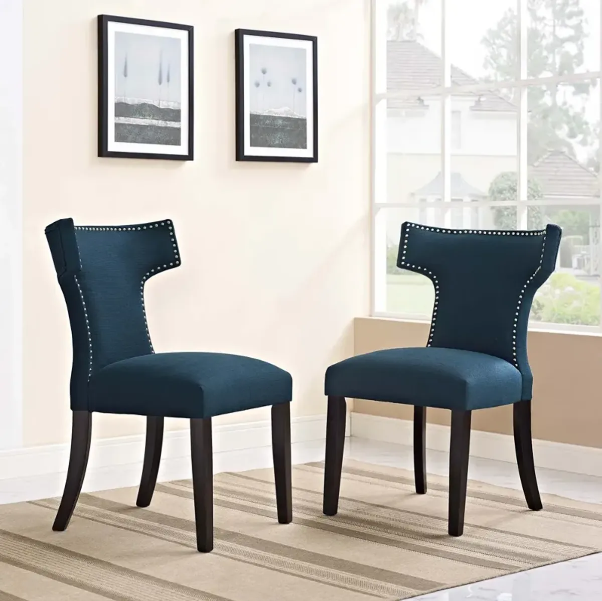 Curve Dining Side Chair Fabric Set of 2