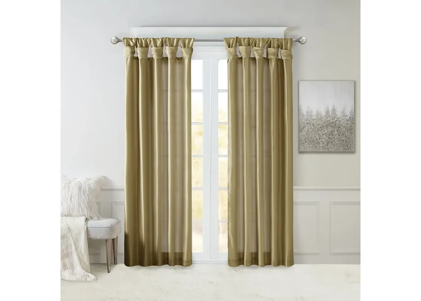 Madison Park Emilia Bronze Twist Tab Lined Window Curtain Panel