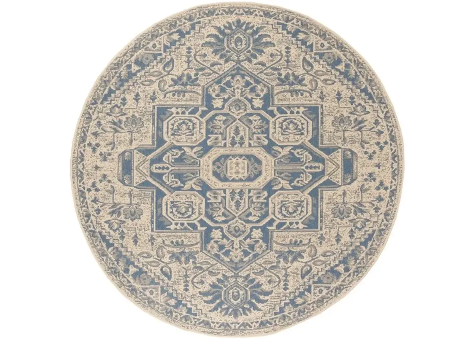 LINDEN 138 Collection LND138M-6R Blue / Creme 6'-7" X 6'-7" Round