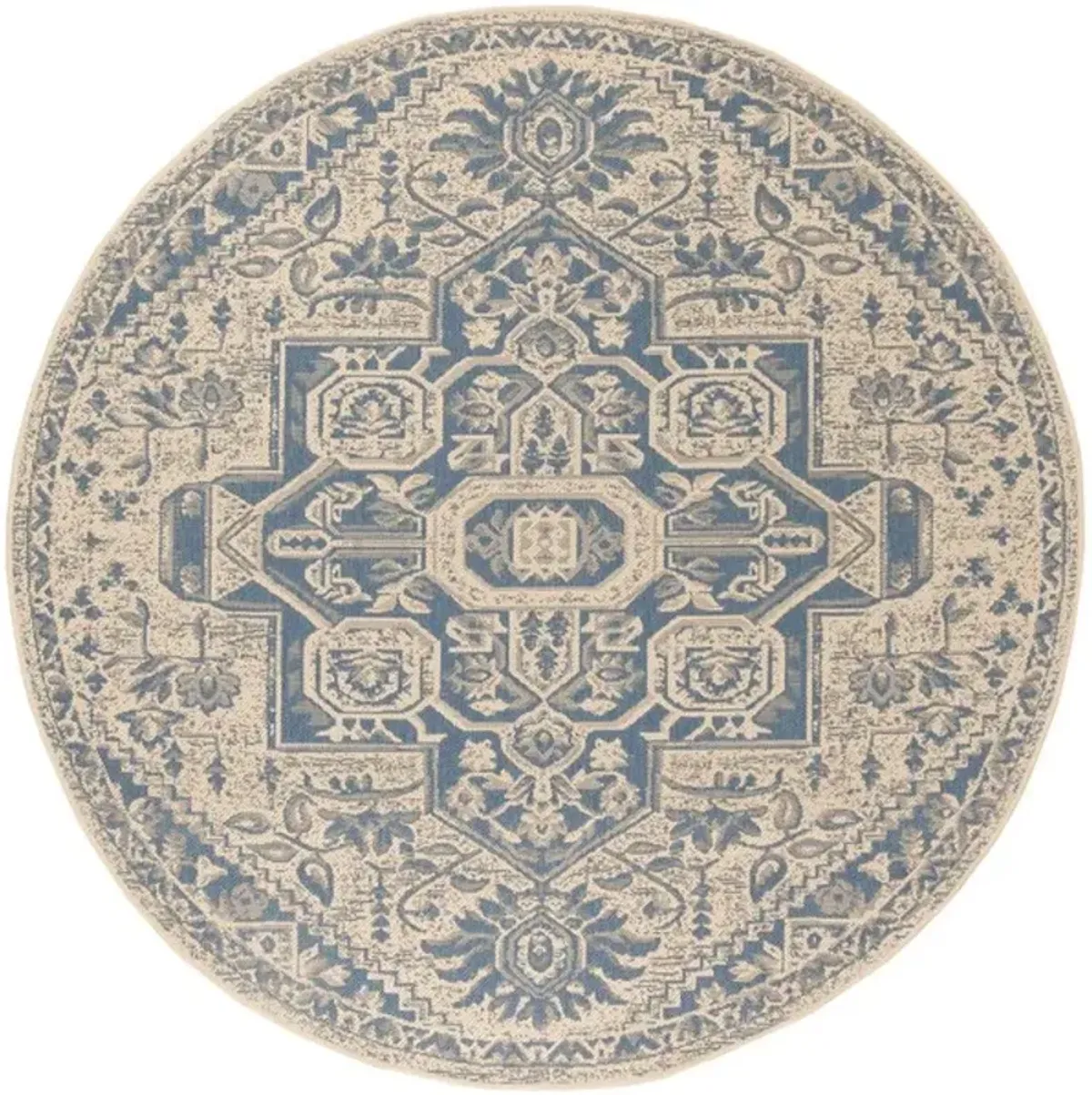 LINDEN 138 Collection LND138M-6R Blue / Creme 6'-7" X 6'-7" Round