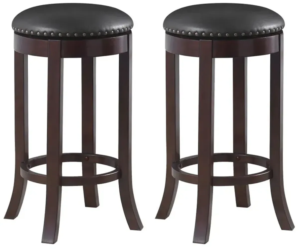 Aboushi Swivel Bar Stools with Upholstered Seat Brown (Set of 2)