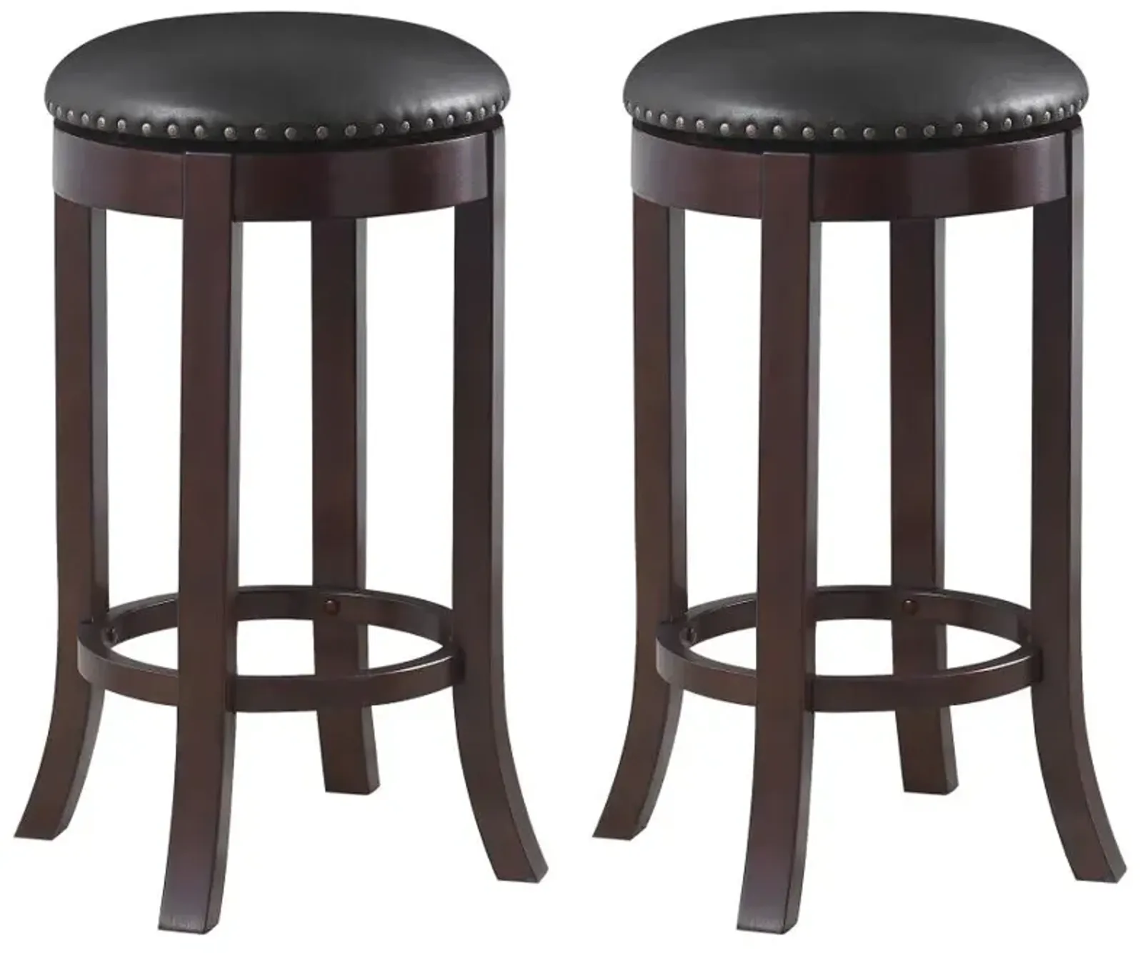 Aboushi Swivel Bar Stools with Upholstered Seat Brown (Set of 2)