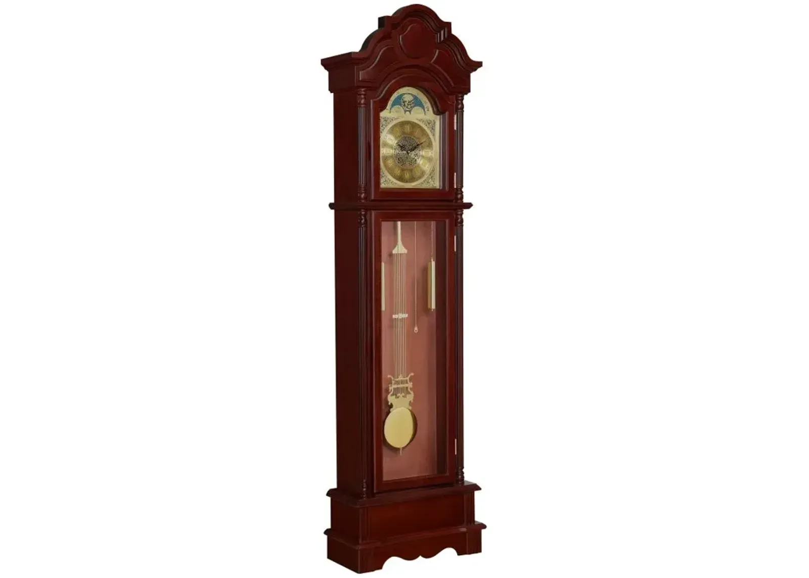 Diggory Grandfather Clock Brown Red and Clear