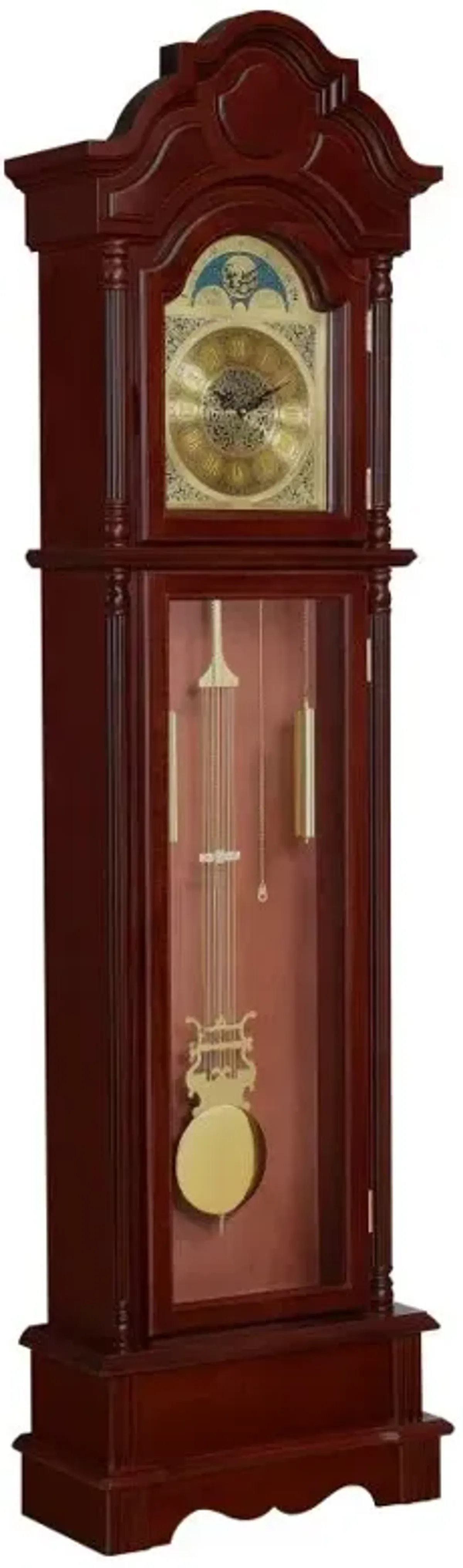 Diggory Grandfather Clock Brown Red and Clear