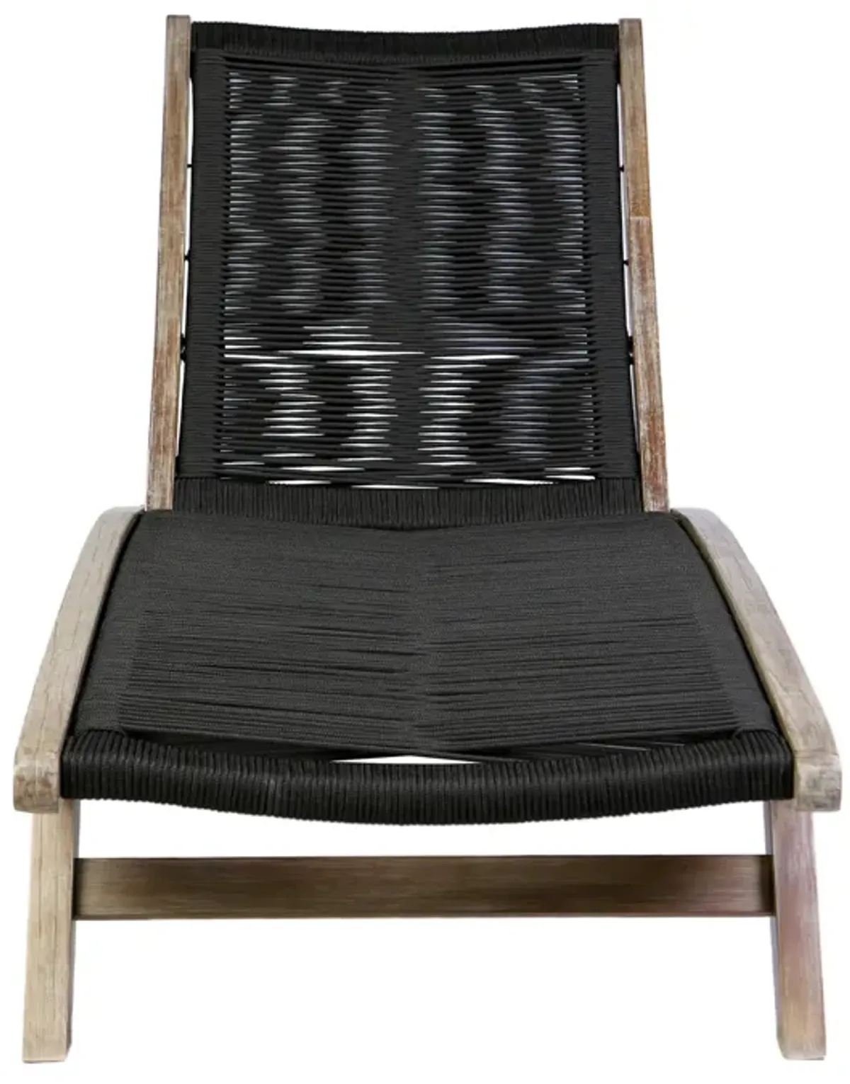 Chateau Outdoor Patio Adjustable Chaise Lounge Chair in Eucalyptus Wood and Charcoal Rope