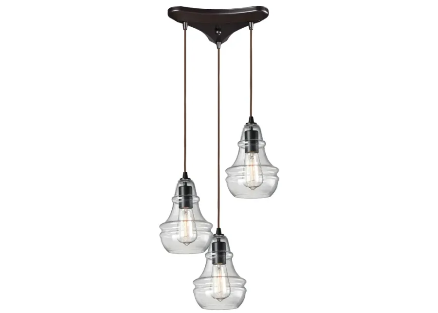 Menlow Park 10" Wide 3-Light Multi Pendant - Oiled Bronze