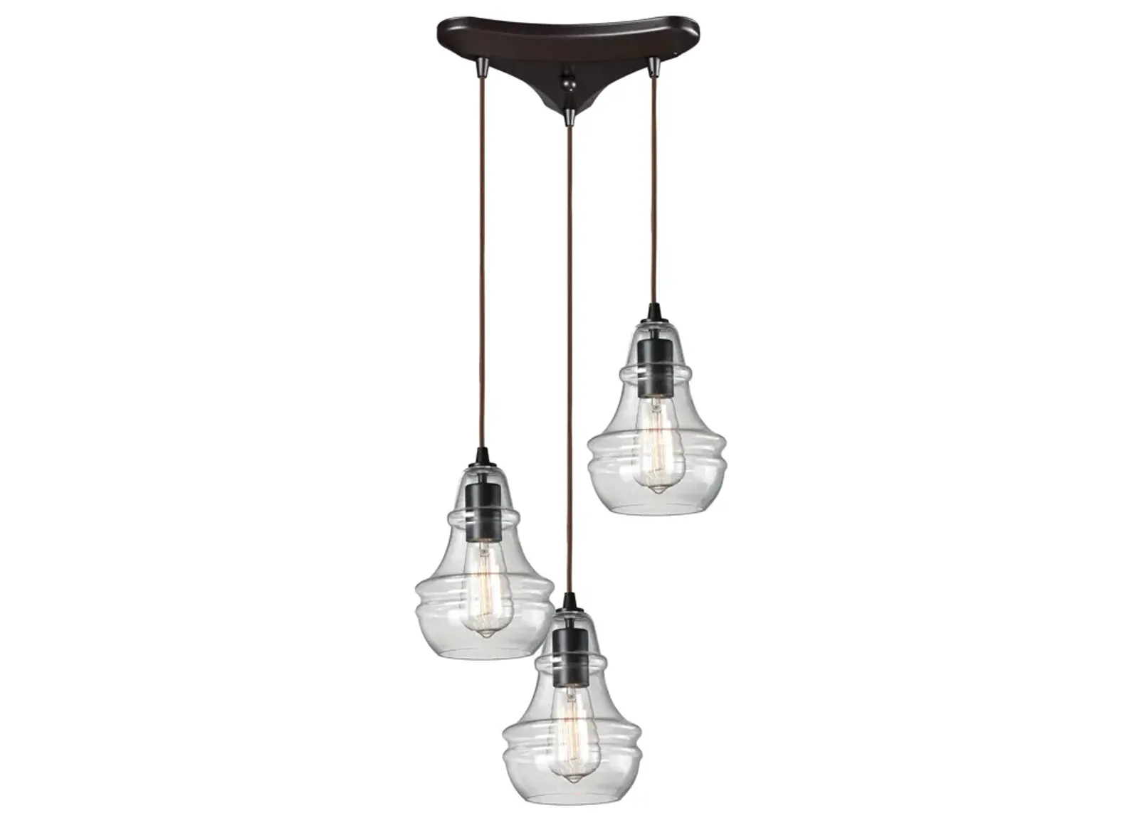 Menlow Park 10" Wide 3-Light Multi Pendant - Oiled Bronze