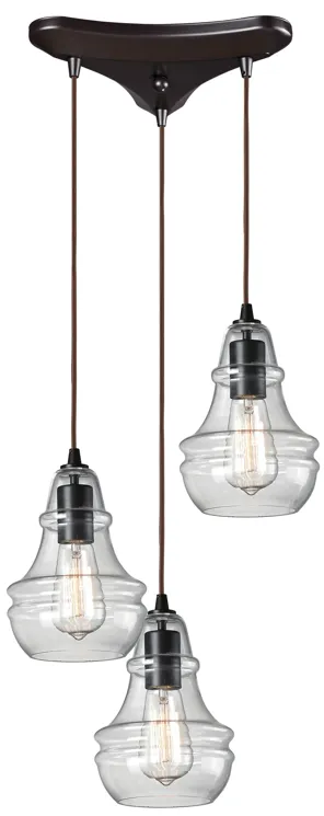 Menlow Park 10" Wide 3-Light Multi Pendant - Oiled Bronze