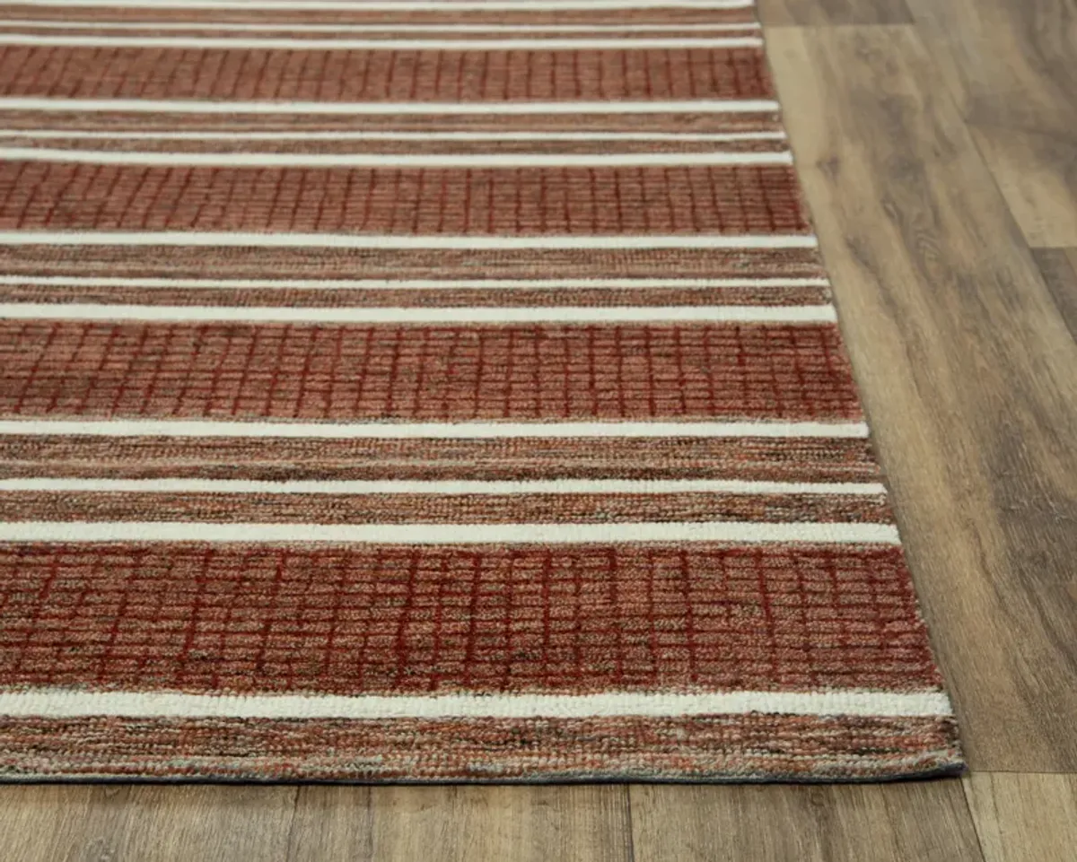 Katana Rust/Multi Stripe Wool 2'6" x 8' Runner Rug