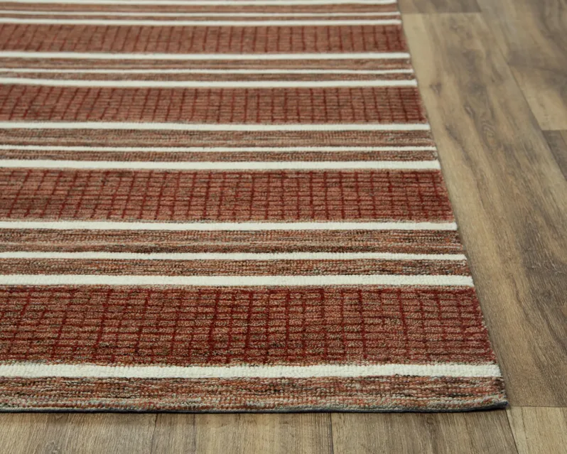 Katana Rust/Multi Stripe Wool 2'6" x 8' Runner Rug