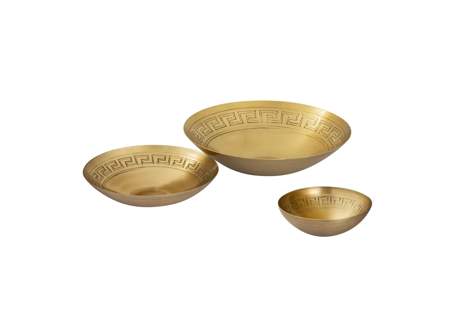 Greek Key Bowl - Set of 3 Brass