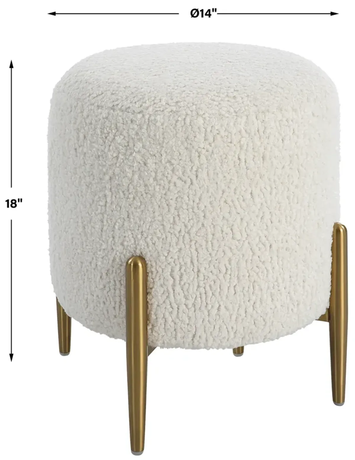 Arles White Shearling Brass Ottoman