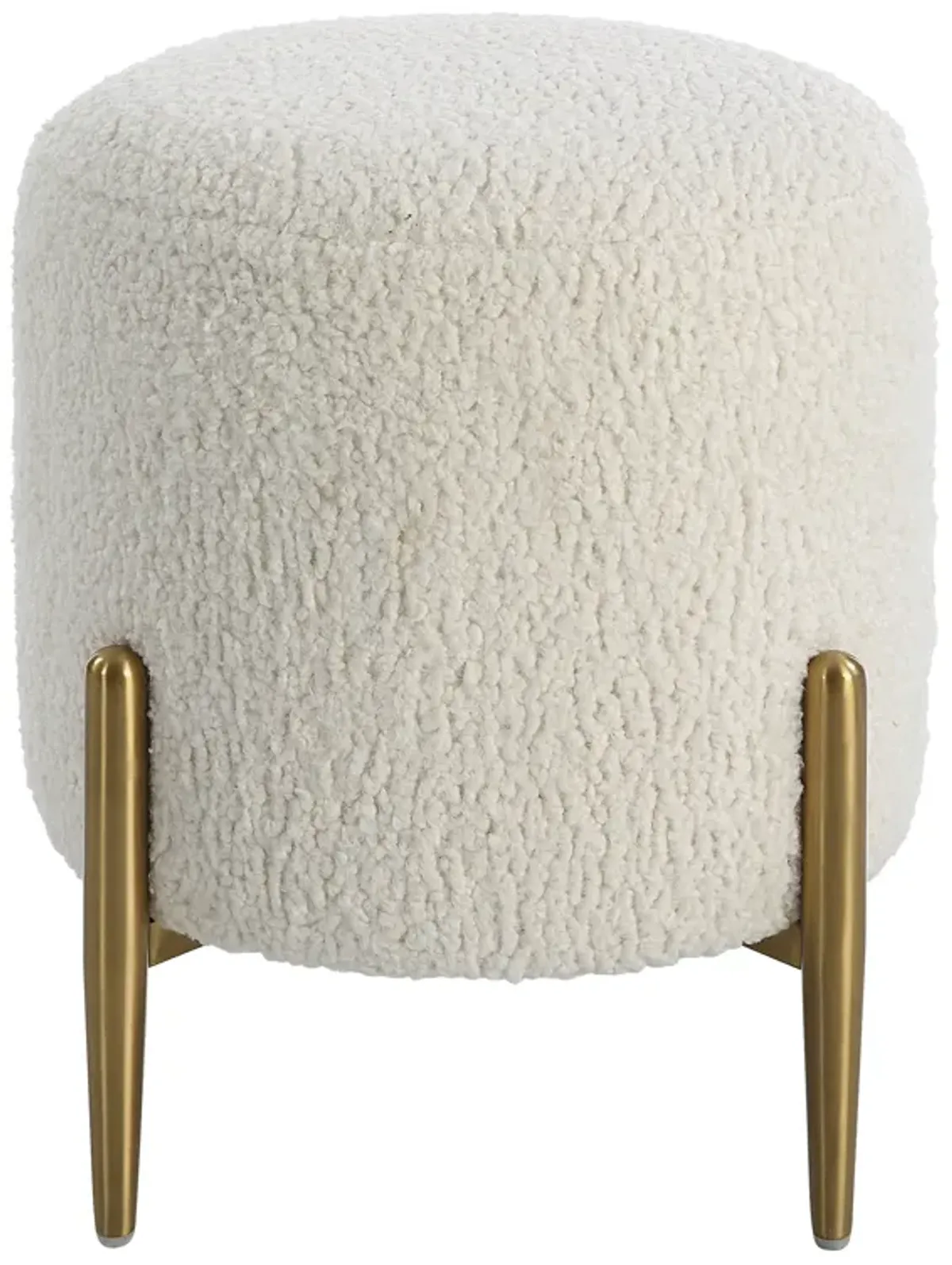 Arles White Shearling Brass Ottoman