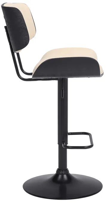 Brooklyn Adjustable Swivel Cream Faux Leather and Black Wood Bar Stool with Black Base