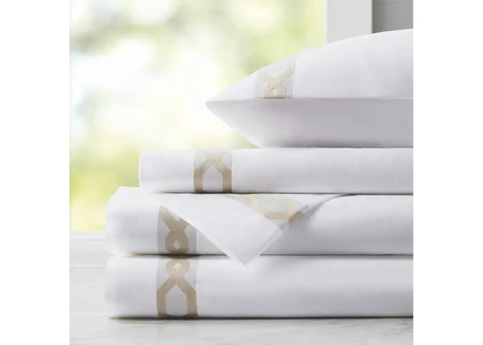 Croscill Signature Hem Taupe 300TC Cotton Sheet Set