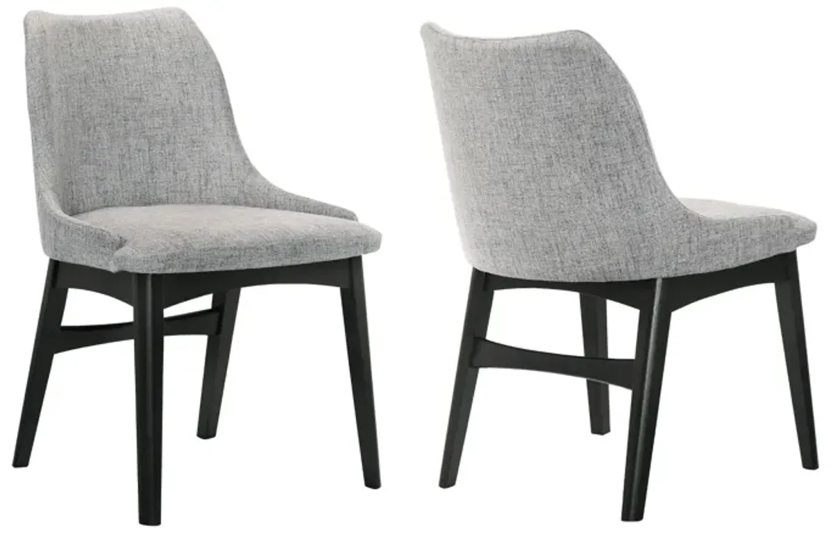 Azalea Gray Fabric and Black Wood Dining Side Chairs - Set of 2