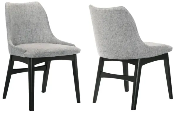 Azalea Gray Fabric and Black Wood Dining Side Chairs - Set of 2