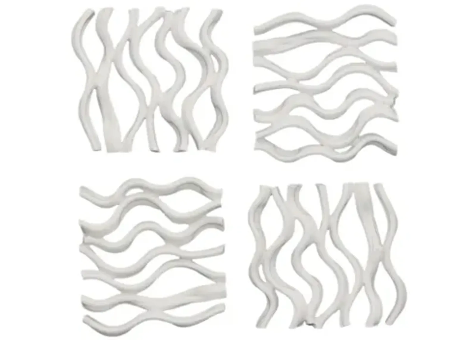 Vine Wall Tile, Matte White, Set of 4