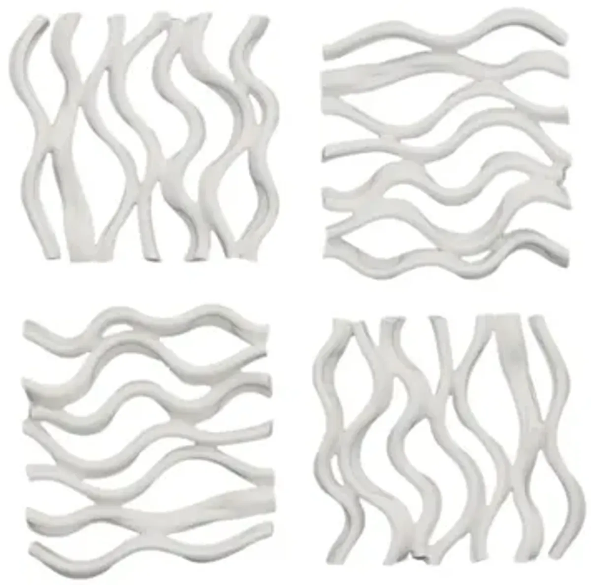 Vine Wall Tile, Matte White, Set of 4