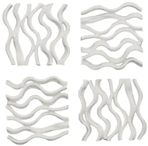 Vine Wall Tile, Matte White, Set of 4