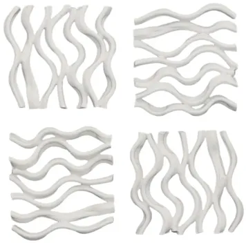 Vine Wall Tile, Matte White, Set of 4