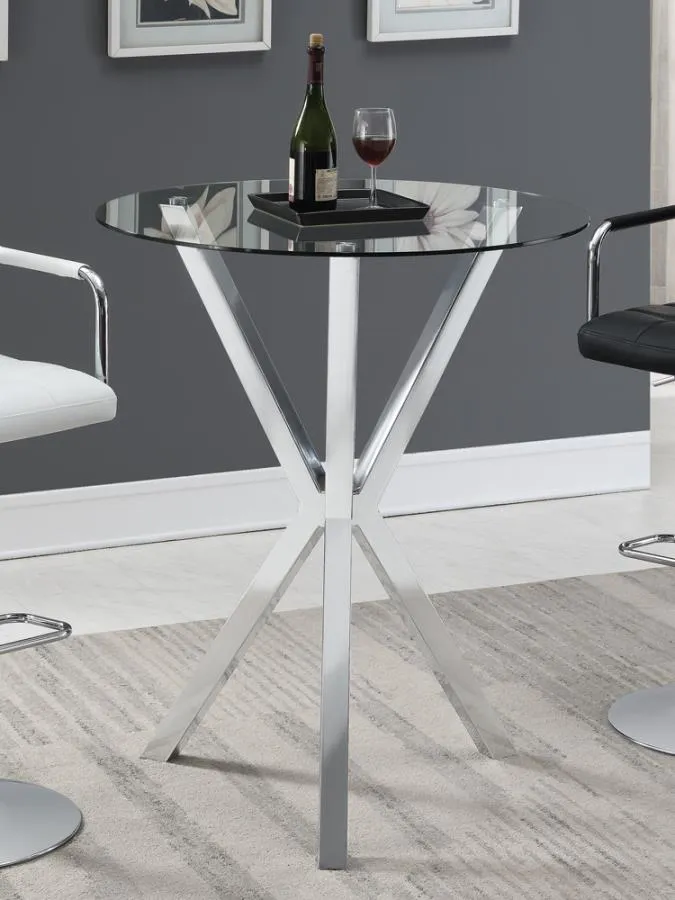 Denali Round Glass Top Bar Table Chrome