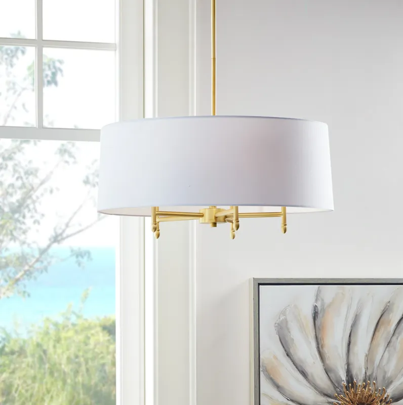 Hampton Hill Presidio Gold/White 5-Light White Drum Shade Chandelier