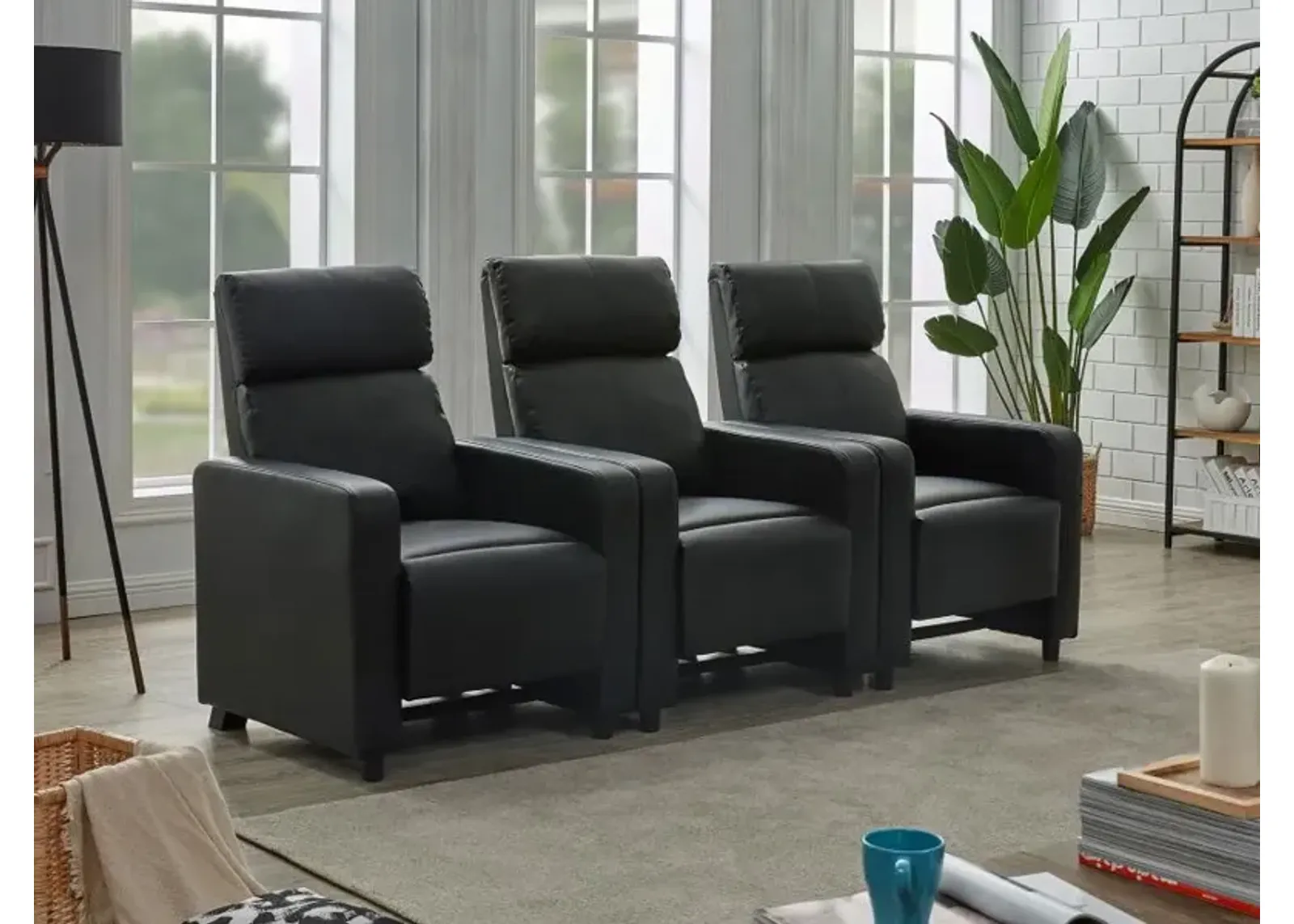 Toohey Upholstered Tufted Recliner Living Room Set Black