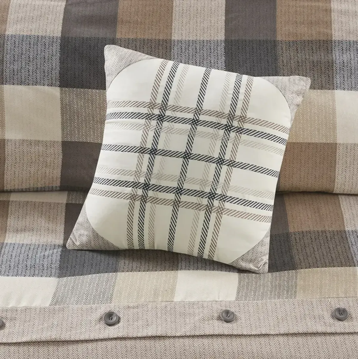 Madison Park Ridge Neutral 6 Piece Herringbone Duvet Cover Set