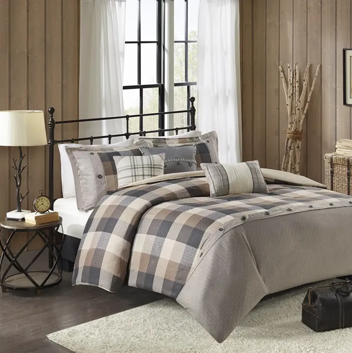 Madison Park Ridge Neutral 6 Piece Herringbone Duvet Cover Set